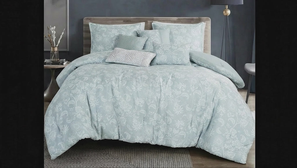 Light Sage Jacquard 7-Piece Comforter Set